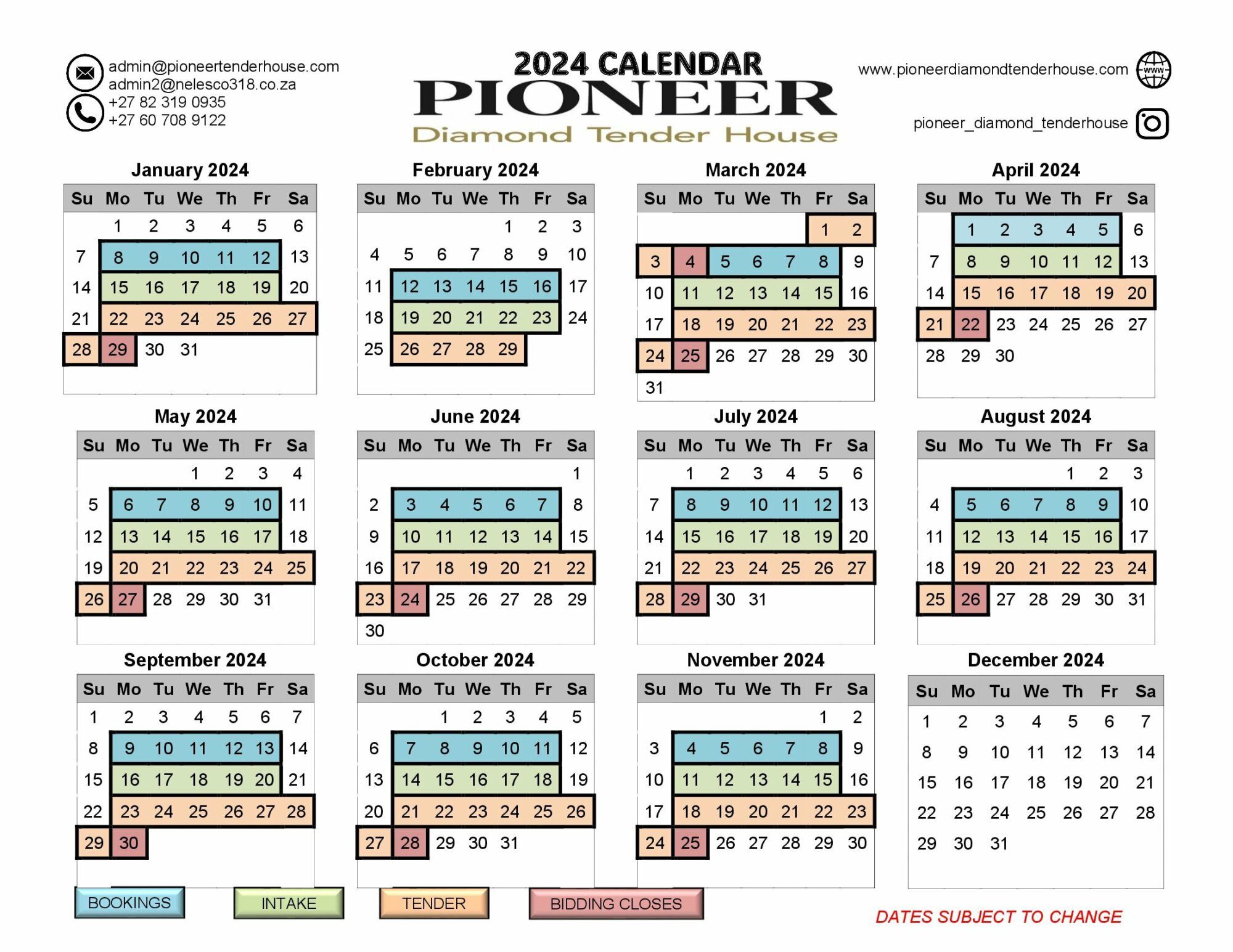 Tender Dates Pioneer Diamond Tender House